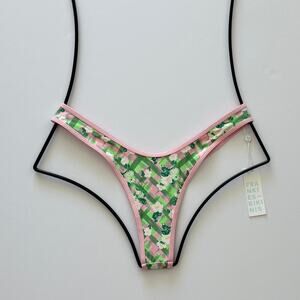 NWT Frankies Bikinis Full Moon Plaid Micro Bikini Bottom Baby Daisy Large NWT